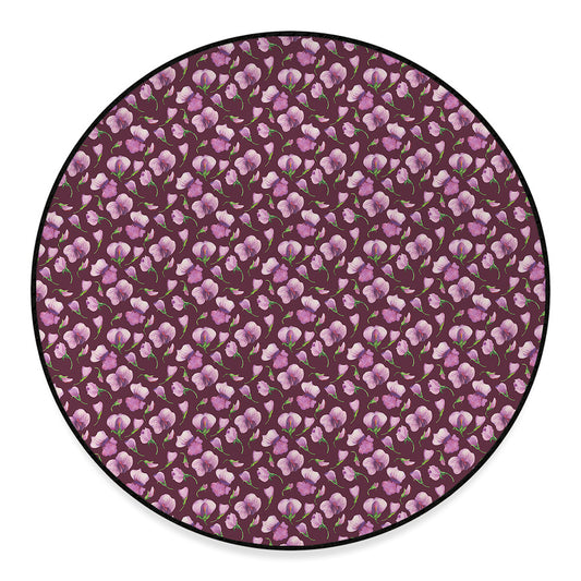 Watercolor Sweet Pea Pattern Print Round Floor Mat