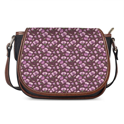 Watercolor Sweet Pea Pattern Print Saddle Bag