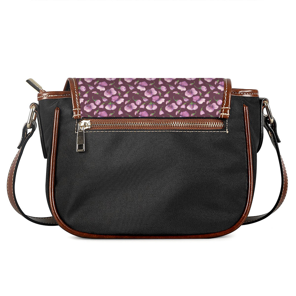 Watercolor Sweet Pea Pattern Print Saddle Bag