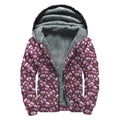 Watercolor Sweet Pea Pattern Print Sherpa Lined Zip Up Hoodie