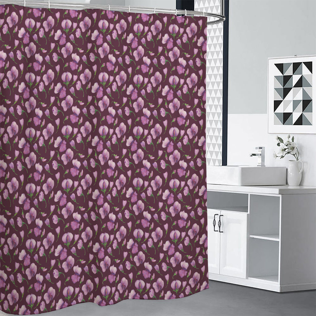 Watercolor Sweet Pea Pattern Print Shower Curtain