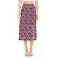 Watercolor Sweet Pea Pattern Print Side Slit Midi Skirt