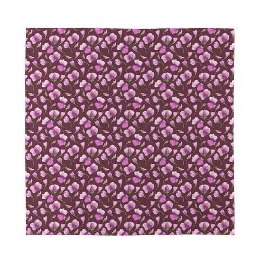 Watercolor Sweet Pea Pattern Print Silk Bandana