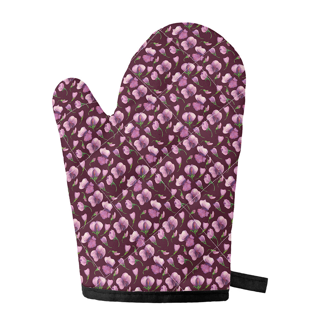 Watercolor Sweet Pea Pattern Print Single Oven Mitt