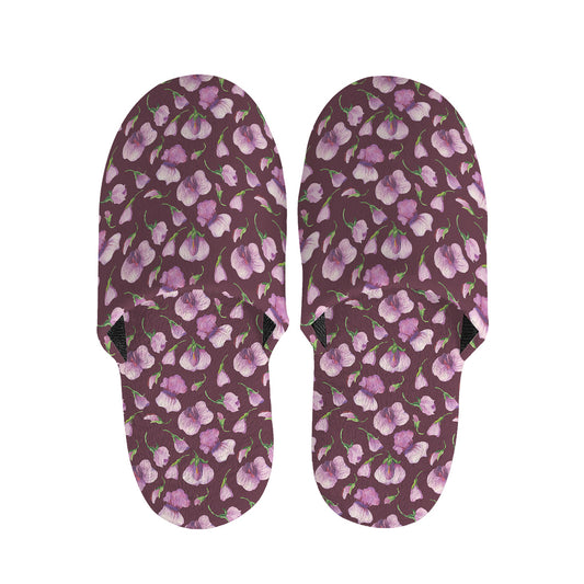 Watercolor Sweet Pea Pattern Print Slippers