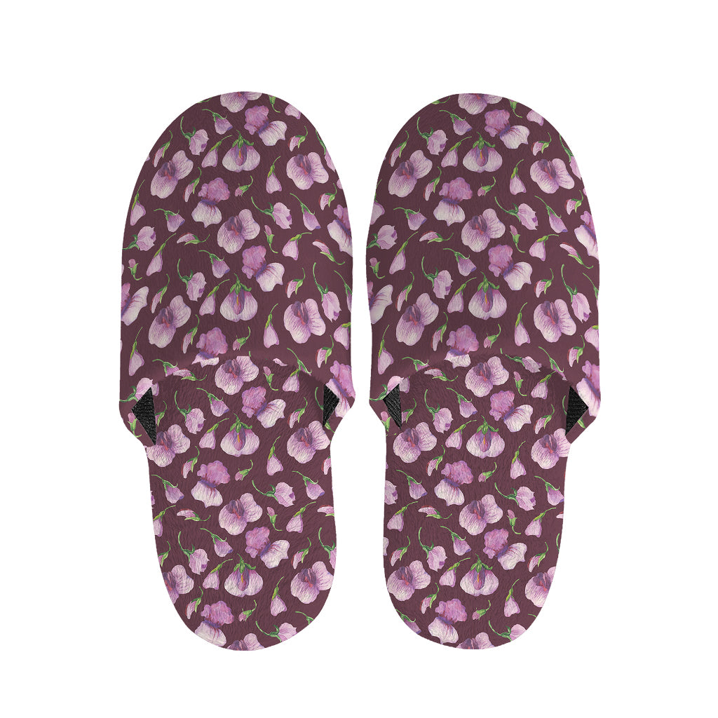 Watercolor Sweet Pea Pattern Print Slippers