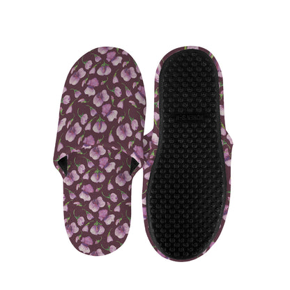 Watercolor Sweet Pea Pattern Print Slippers