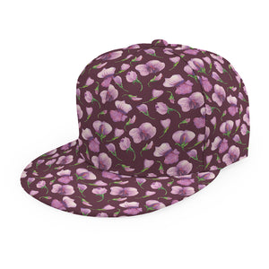 Watercolor Sweet Pea Pattern Print Snapback Cap