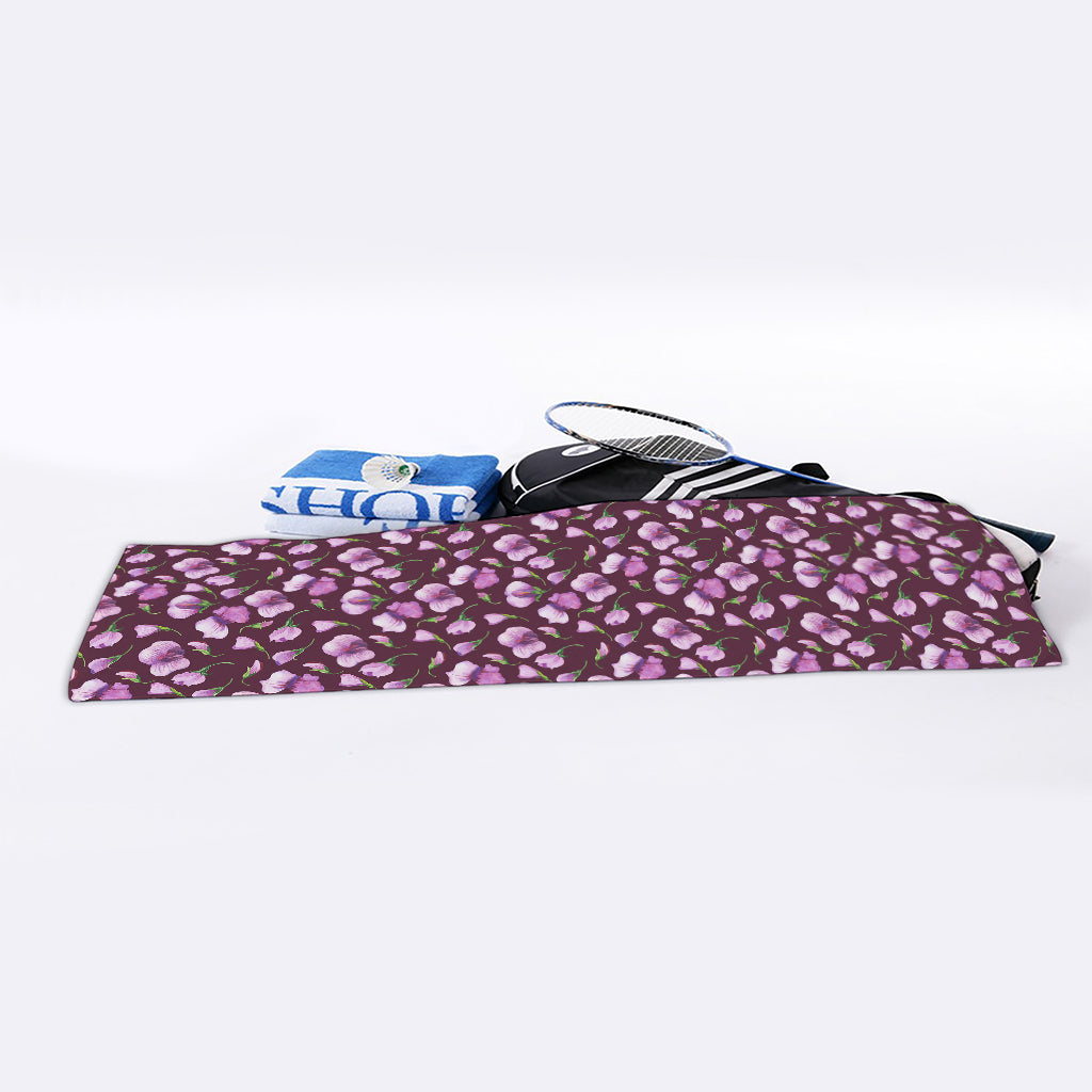 Watercolor Sweet Pea Pattern Print Sports Towel