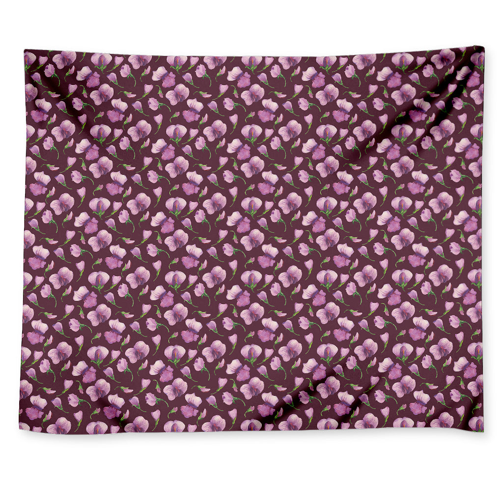 Watercolor Sweet Pea Pattern Print Tapestry