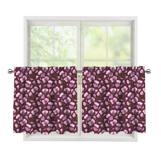 Watercolor Sweet Pea Pattern Print Tier Curtains