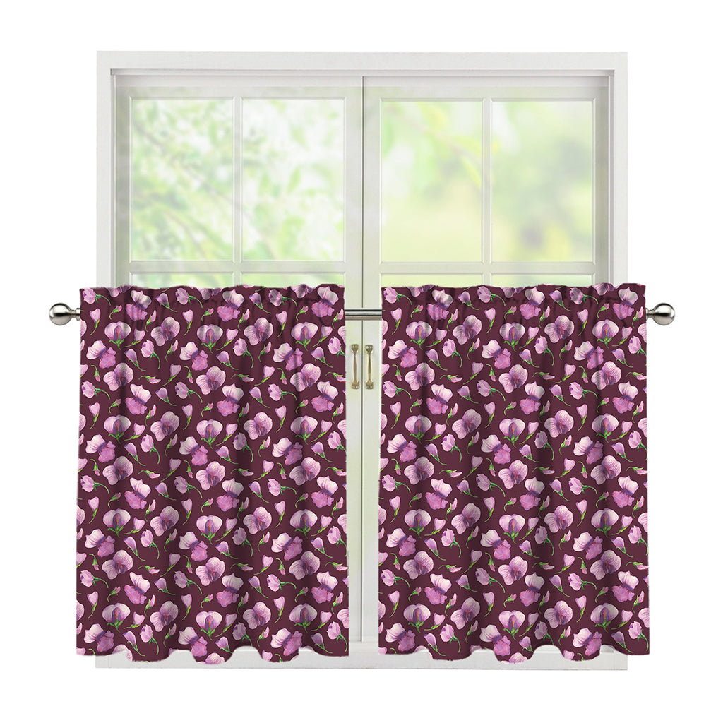 Watercolor Sweet Pea Pattern Print Tier Curtains