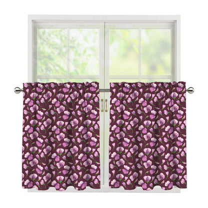 Watercolor Sweet Pea Pattern Print Tier Curtains
