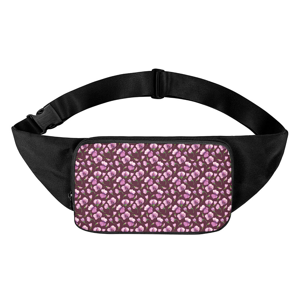 Watercolor Sweet Pea Pattern Print Waist Bag