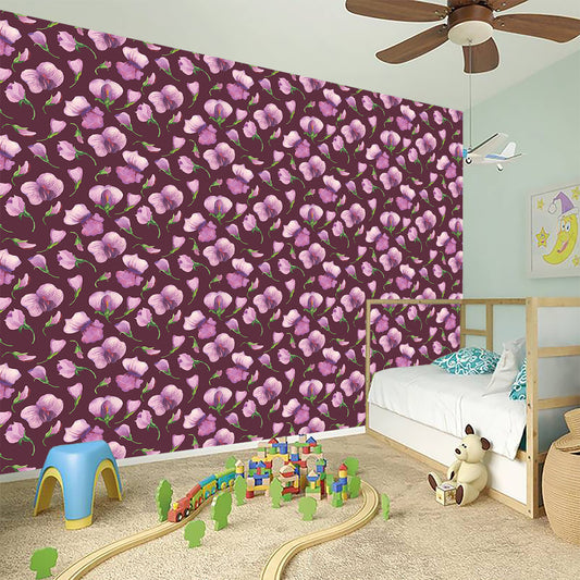 Watercolor Sweet Pea Pattern Print Wall Sticker