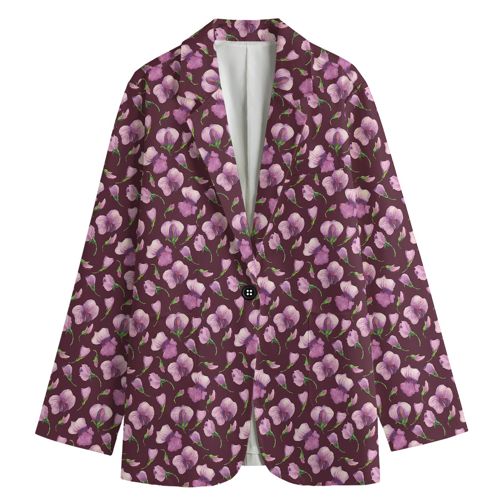 Watercolor Sweet Pea Pattern Print Women's Blazer