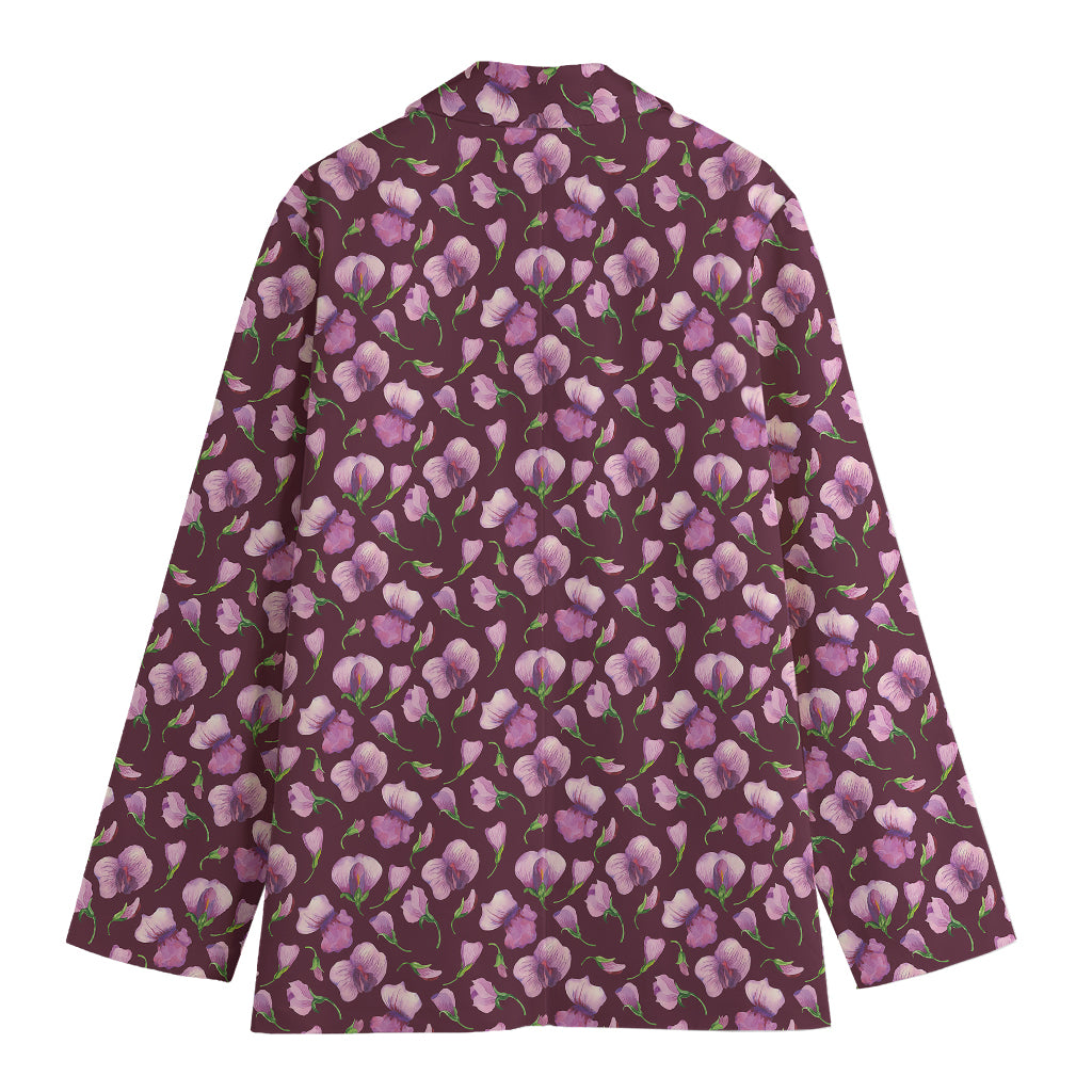 Watercolor Sweet Pea Pattern Print Women's Blazer