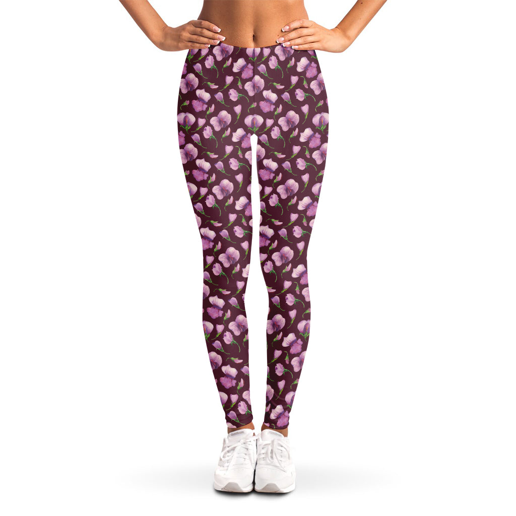 Watercolor Sweet Pea Pattern Print Women's Leggings