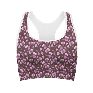 Watercolor Sweet Pea Pattern Print Women's Sports Bra