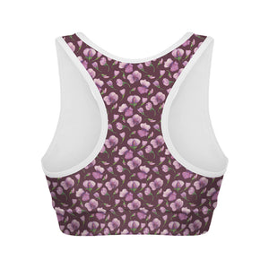 Watercolor Sweet Pea Pattern Print Women's Sports Bra