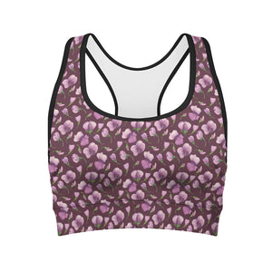 Watercolor Sweet Pea Pattern Print Women's Sports Bra