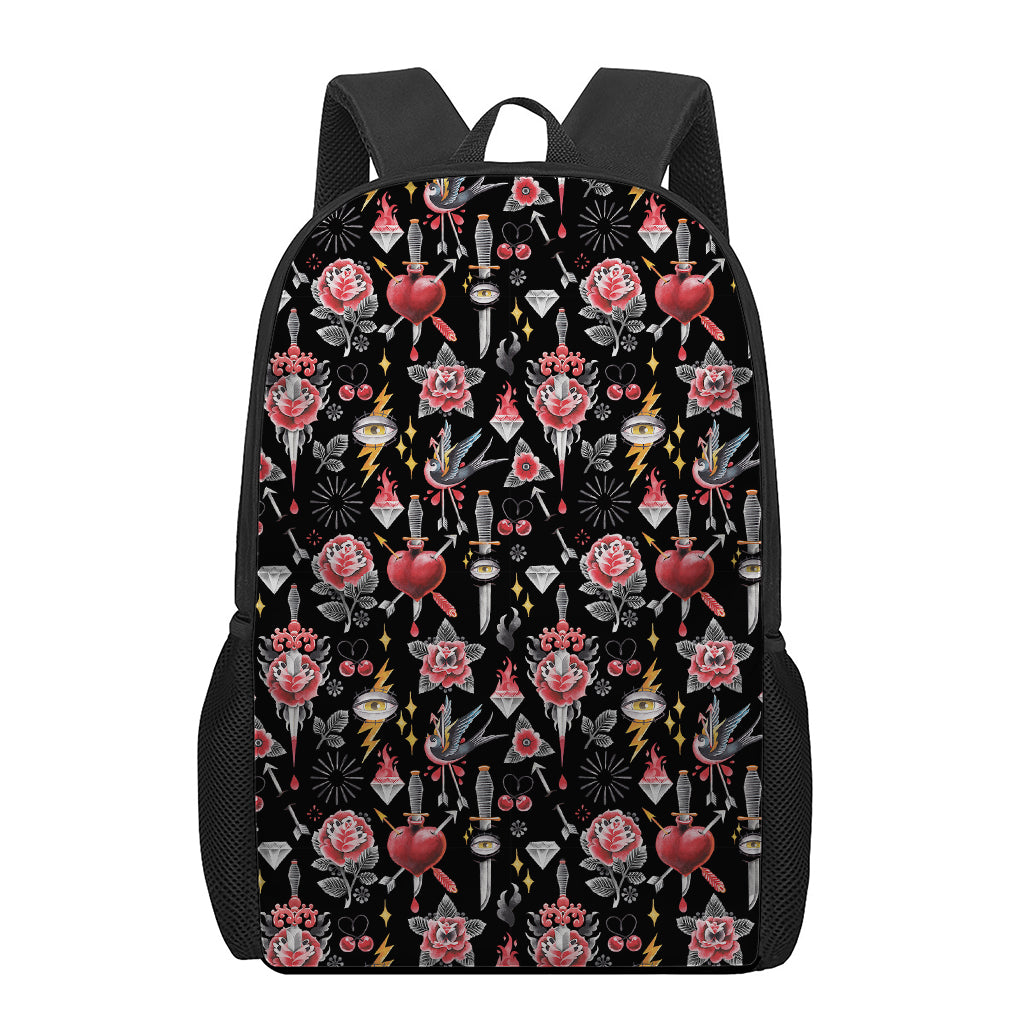 Watercolor Tattoo Print 17 Inch Backpack