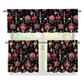 Watercolor Tattoo Print 3 Piece Kitchen Curtains