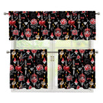 Watercolor Tattoo Print 3 Piece Kitchen Curtains
