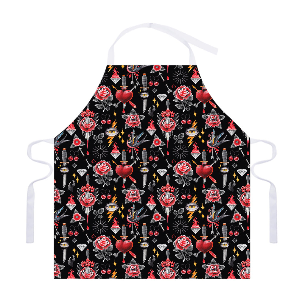 Watercolor Tattoo Print Adjustable Apron