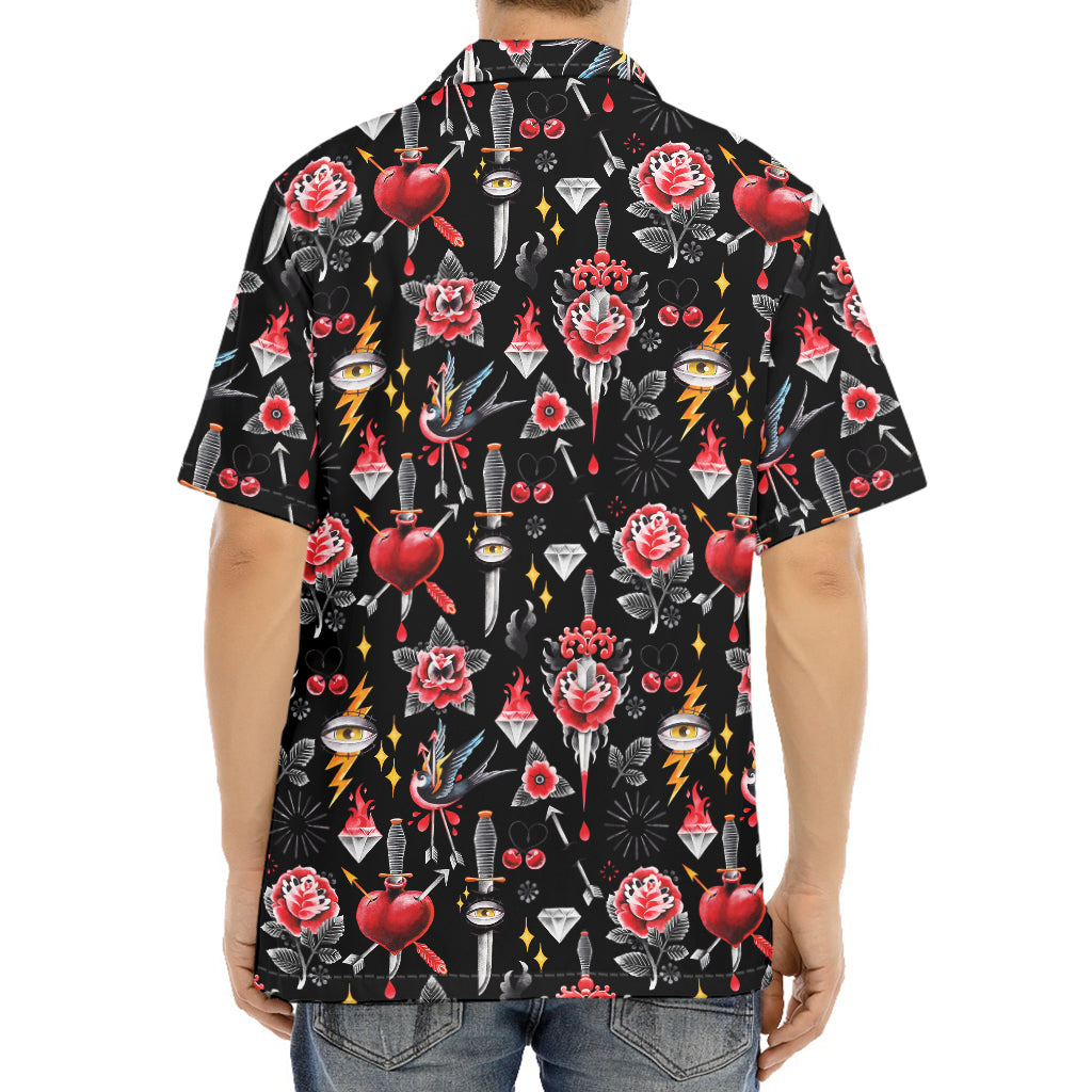 Watercolor Tattoo Print Aloha Shirt