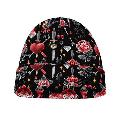 Watercolor Tattoo Print Beanie