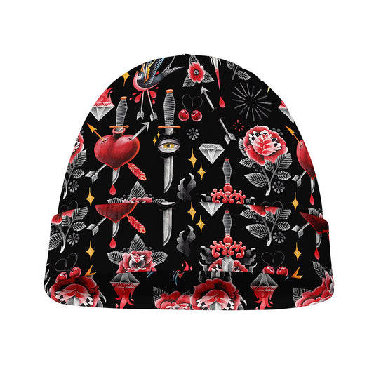 Watercolor Tattoo Print Beanie