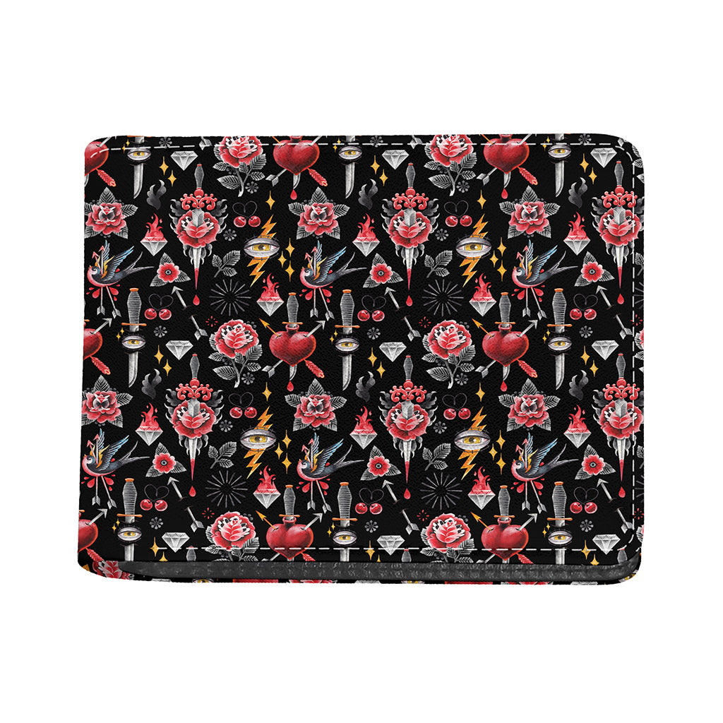 Watercolor Tattoo Print Bifold Wallet