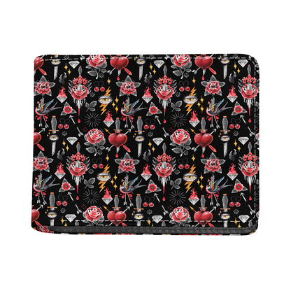Watercolor Tattoo Print Bifold Wallet