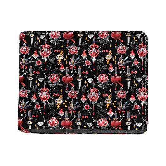 Watercolor Tattoo Print Bifold Wallet