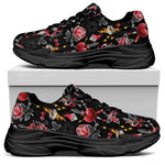 Watercolor Tattoo Print Black Chunky Shoes