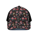 Watercolor Tattoo Print Black Mesh Trucker Hat