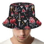 Watercolor Tattoo Print Bucket Hat