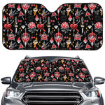 Watercolor Tattoo Print Car Windshield Sun Shade