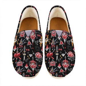 Watercolor Tattoo Print Casual Shoes