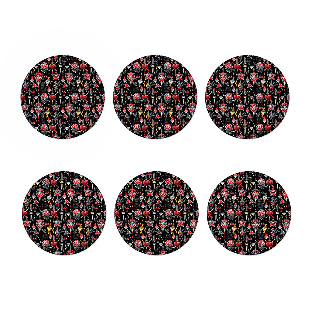 Watercolor Tattoo Print Coaster Set