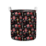 Watercolor Tattoo Print Collapsible Laundry Basket