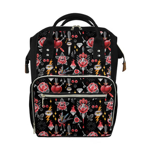 Watercolor Tattoo Print Diaper Bag