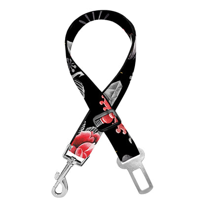 Watercolor Tattoo Print Dog Seat Belt