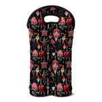 Watercolor Tattoo Print Double Neoprene Wine Tote