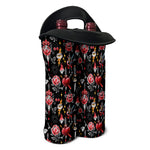 Watercolor Tattoo Print Double Neoprene Wine Tote