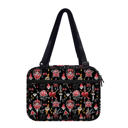Watercolor Tattoo Print Double Strap Bible Bag