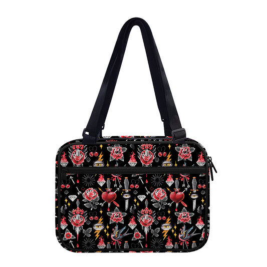 Watercolor Tattoo Print Double Strap Bible Bag