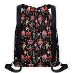 Watercolor Tattoo Print Drawstring Backpack