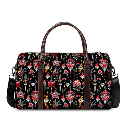 Watercolor Tattoo Print Duffle Bag